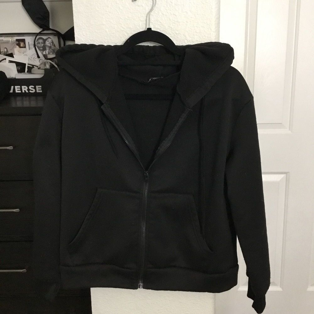 SHEIN size L black zip up hoodie